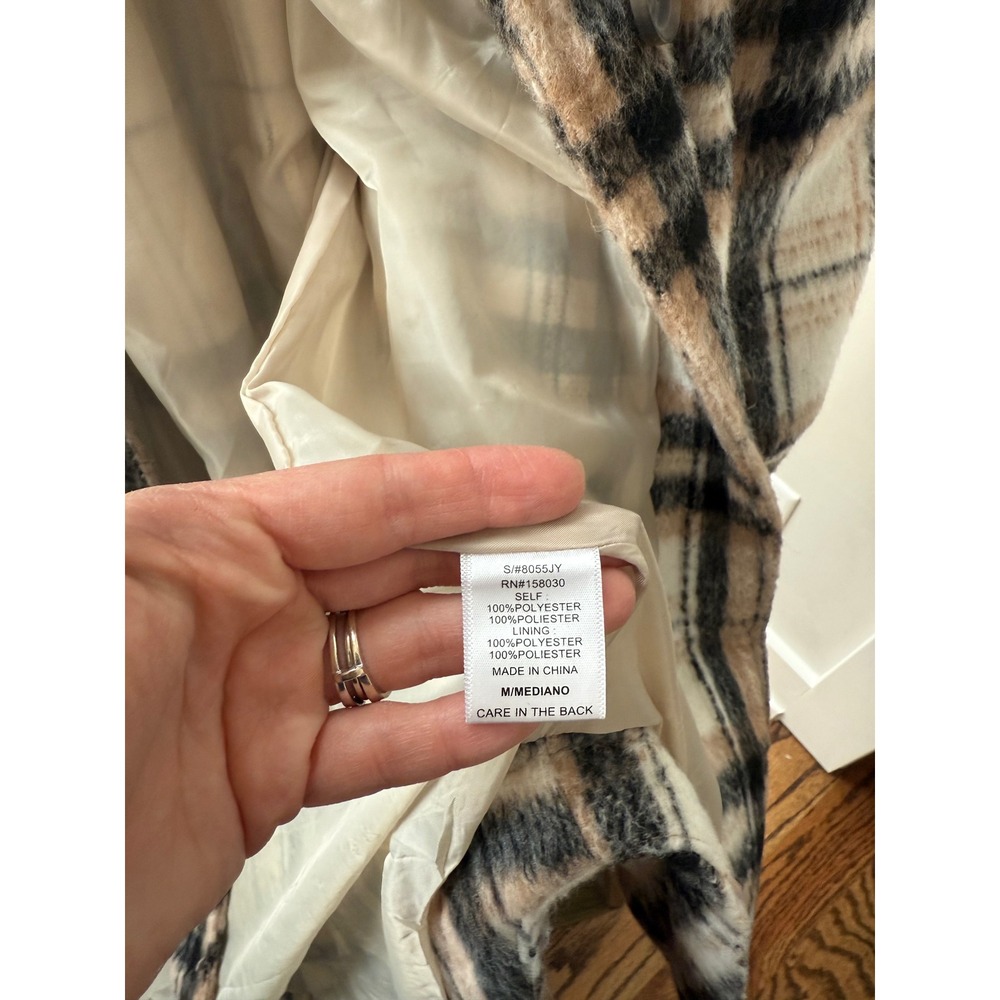 Shop Stevie Plaid Shacket Women's Size M Longline Button Front Jacket Trench - Picture 7 of 8